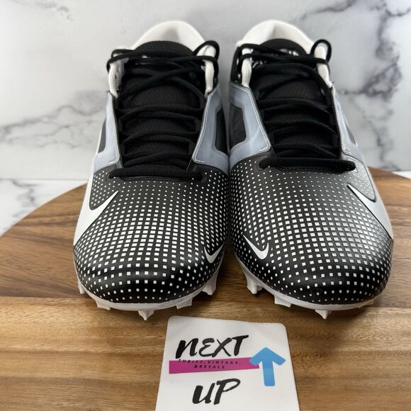 Men’s size 14 WIDE-Nike Alpha Menace 4 Pro Wide nby Black White Football Cleats - Picture 2 of 9